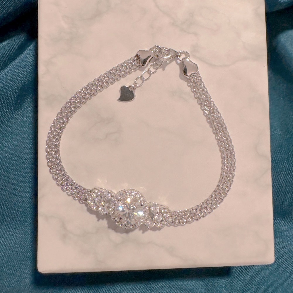 GRA CERTIFIED 2 Carat Moissanite 18k Gold Rhodium Sterling Silver Bracelet